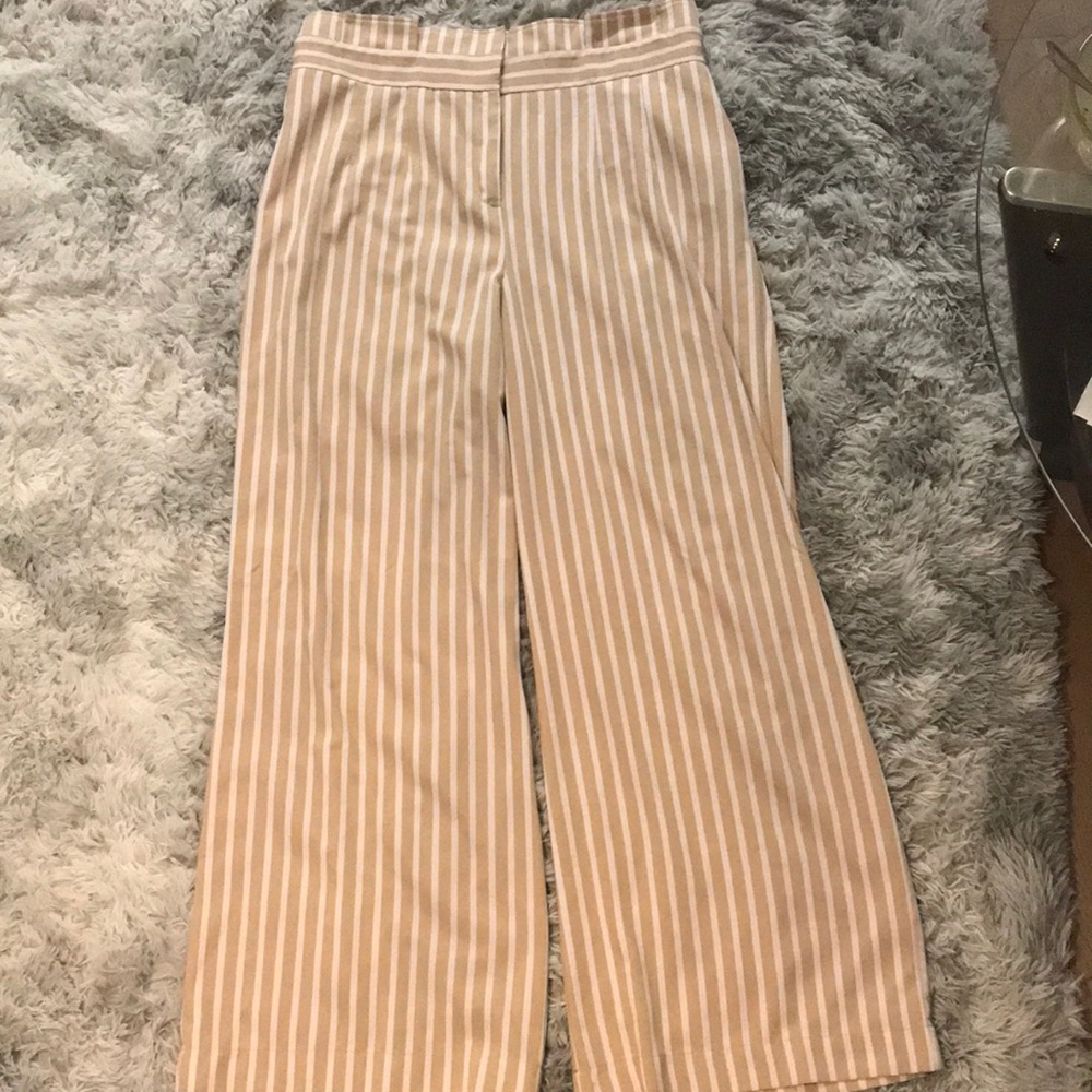 Beige and white striped slacks